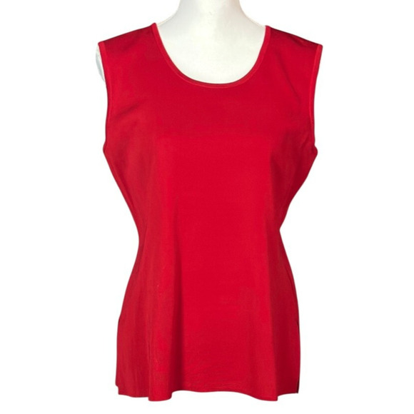 Misook Knit Tank Top Shell Size Medium Red Sleeveless Wrinkle Resistant Preppy - Picture 8 of 8